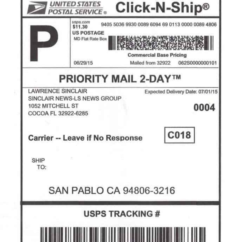 Shipping label